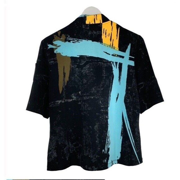 Jamie Sadock Golf Polo Top Mock 1/4 zip Retro Print Spandex Short Sleeve Small - Picture 2 of 11